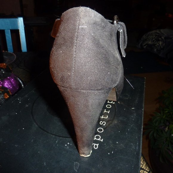 APOSTROPHE ALICIA GOTH WICCA BLACK OPEN TOE HEEL PLATFORM SHOES PEASANT 8.5 M - Picture 6 of 8